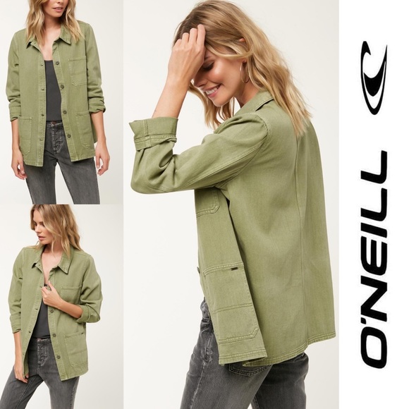 O’Neill La Seine Twill Chore Jacket, Olive, Small - Picture 2 of 8
